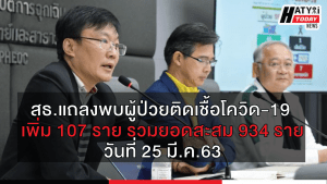 สรุปสถานการณ์ โควิด-19 ประจำวันที่ 25/03/2563