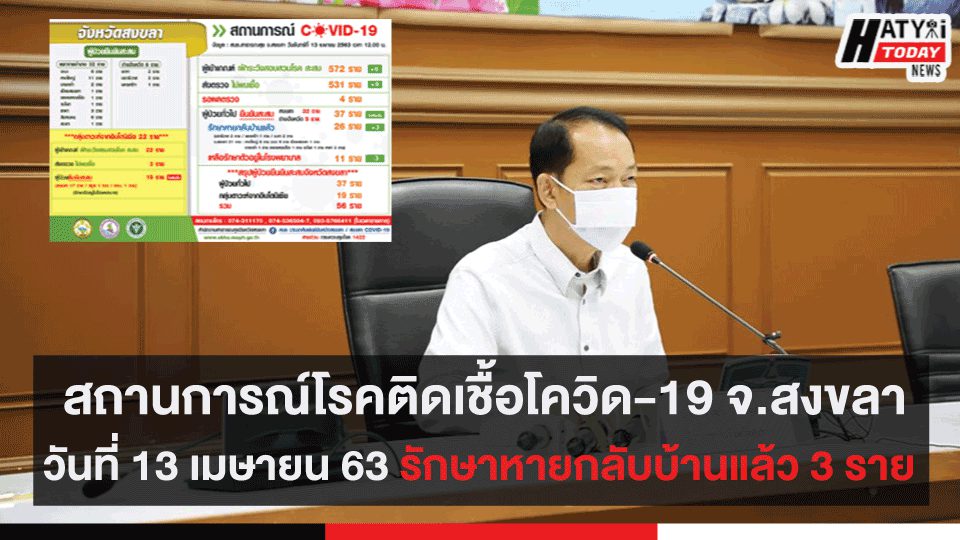 สถานการณ์โรคติดเชื้อไวรัสโคโรนา 2019 วันที่ 13 เมษายน 2563 ในจังหวัดสงขลา