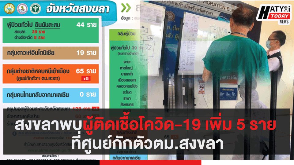 สงขลาพบผู้ติดเชื้อโควิด-19 เพิ่ม5ราย ที่ศูนย์กักตัวตม.สงขลา