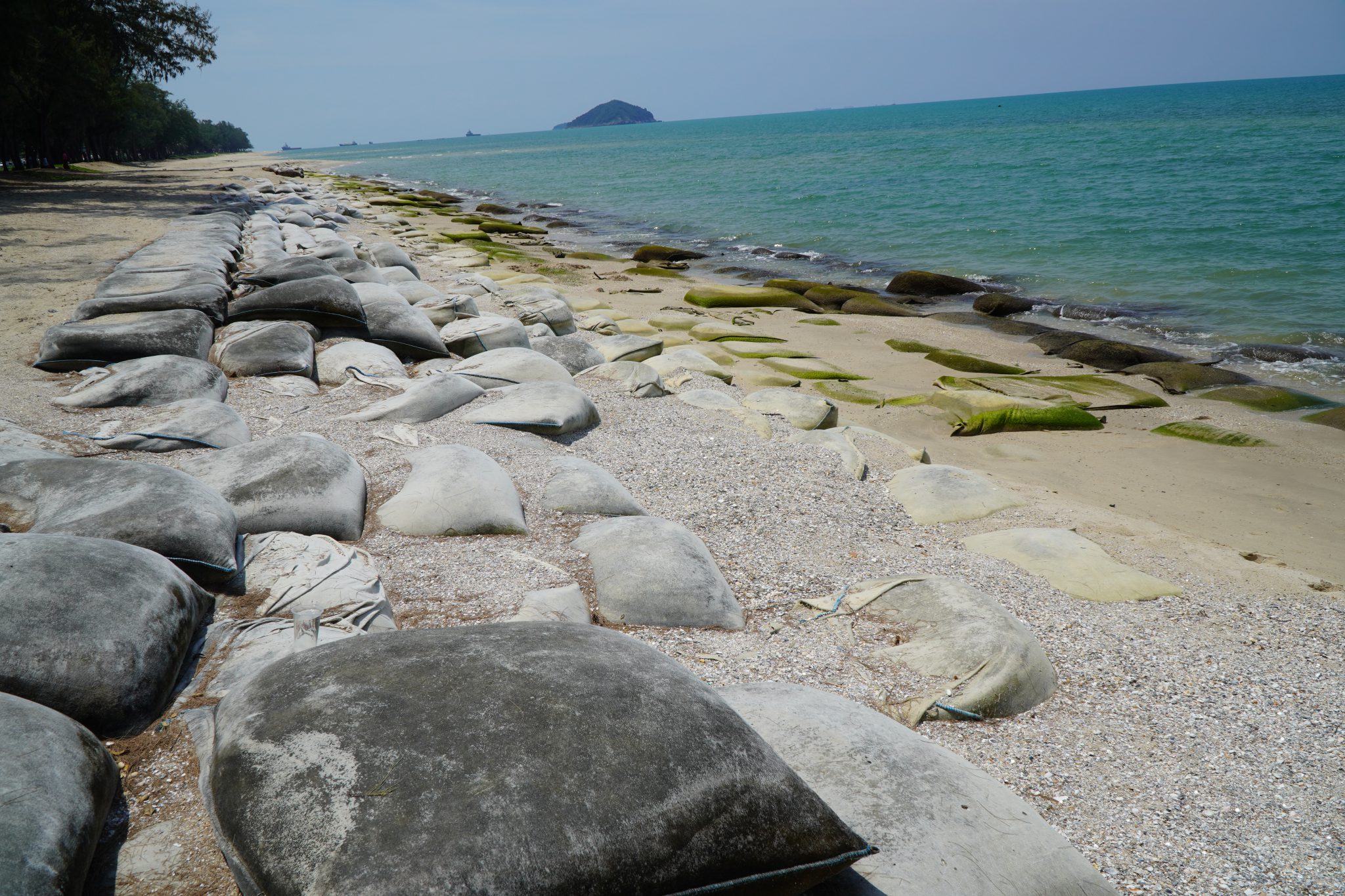 ในพื้นที่ระบบหาดแหลมตะลุมพุก-แหลมสมิหลา ระบบหาดหาดชลาทัศน์ และระบบหาดสะกอม โดยแนวชายฝั่งเป็นหาดทราย พื้นที่ชายฝั่งทะเล บริเวณหาดชลาทัศน์ (หลัง มทร.ศรีวิชัย) ต.บ่อยาง ประสบปัญหากัดเซาะชายฝั่ง ระยะทางประมาณ ๔๕๐ เมตร และพื้นที่ ม.๗ ต.เขารูปช้าง ประสบปัญหากัดเซาะชายฝั่ง ระยะทางประมาณ ๒๐๐ ม. และพบว่าแนวชายฝั่งทะเล อ.เมือง จ.สงขลา มีโครงสร้างป้องการกัดเซาะชายฝั่ง ทั้ง กล่องกระชุหิน กำแพงกันคลื่นแบบตั้งตรง เขื่อนหินทิ้งริมชายฝั่ง เขื่อนหินทิ้งนอกชายฝั่ง รอดักทรายรูปตัวไอและบางจุดมีถุงใยสังเคราะห์บรรจุทราย สำหรับบริเวณหาดชลาทัศน์ มีโครงการแก้ไขปัญหากัดเซาะชายฝั่งโดยวิธีการถ่ายเททราย ระยะทางประมาณ ๓,๔๓๐ ม. ส่วนชายฝั่งบริเวณอื่นๆ คงสภาพสมดุลตามธรรมชาติ