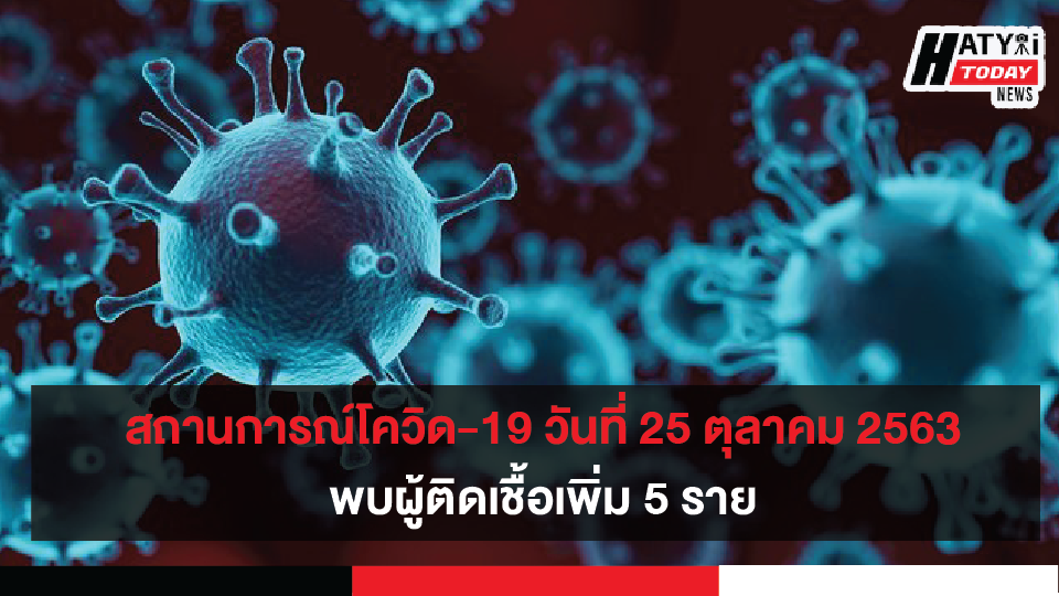 สถานการณ์โควิด-19 วันที่ 25 ตุลาคม 2563 พบผู้ติดเชื้อเพิ่ม 5 ราย เข้าพักสถานที่กักกันที่รัฐจัดให้ (State Quarantine)