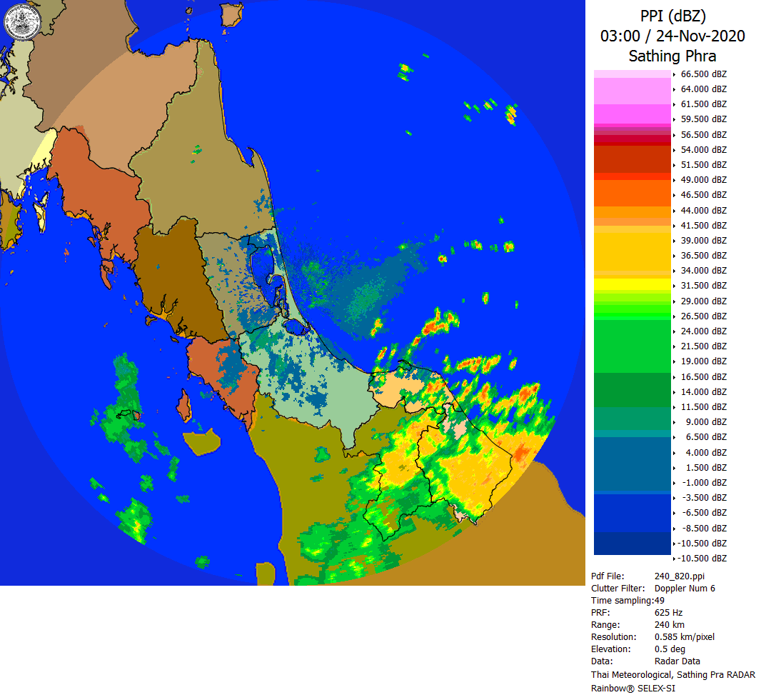 กรมอุตุฯภาคใต้ฝั่งตะวันออก เตือนภัยฉบับที่ 2 ฝนตกหนักภาคใต้และคลื่นลมแรงบริเวณอ่าวไทยตอนล่างช่วงวันที่ 25-28 พ.ย. 63