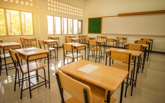 School Classroom With Test Exam Paper Desks Chair Wood 4236 184 1