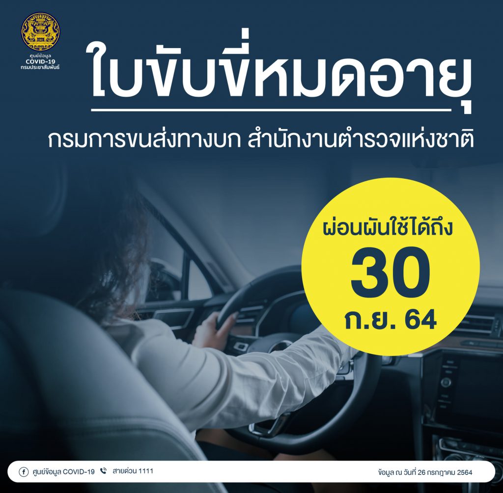 ใบขับขี่หมดอายุสามารถใช้แสดงต่อเจ้าหน้าที่ได้จนถึงวันที่ 30 ก.ย. 64 1 224872359 373105007641163 7578947559939818777 N