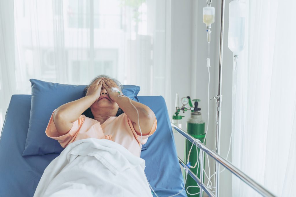 Lonely Elderly Patients Hospital Bed Patients Want Go Home Medical Healthcare Concept