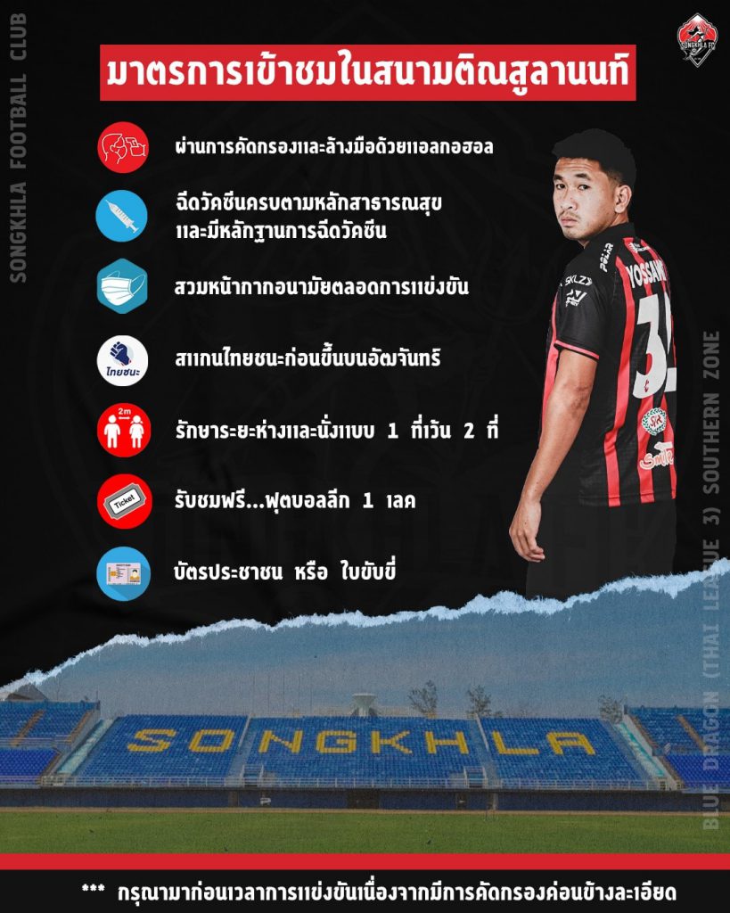 สโมสรสงขลาเอฟซี ประกาศมาตรการเข้าชมเกมในสนามติณสูลานนท์ แฟนบอลเข้าชมได้ 25% 1 245086576 1314628185657543 2946980984341607412 N