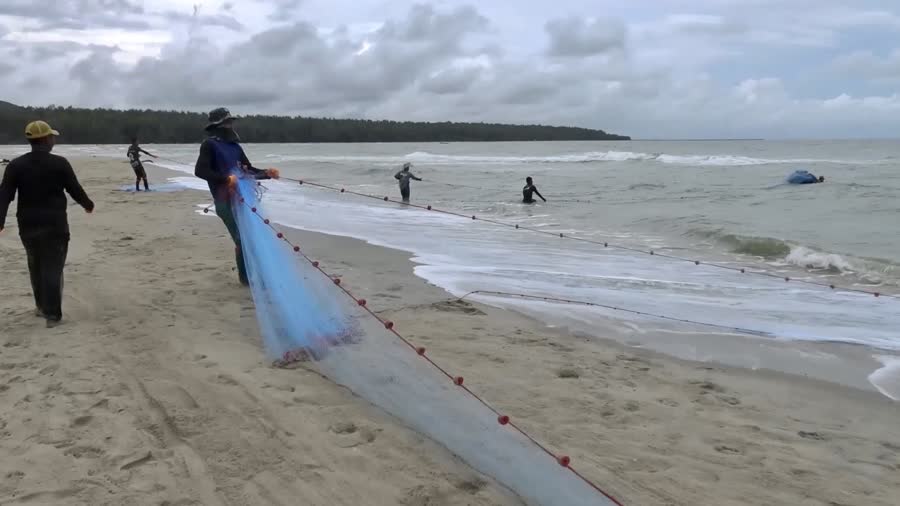 สงขลา ชาวประมงบ้านเก้าเส้งนำอวนลากชายฝั่งจับปลากระบอก บริเวณชายหาดสมิหลา หลังออกเรือไม่ได้ 4 5e4dcabadb4a95c6bcaefb9c639125f9 Small